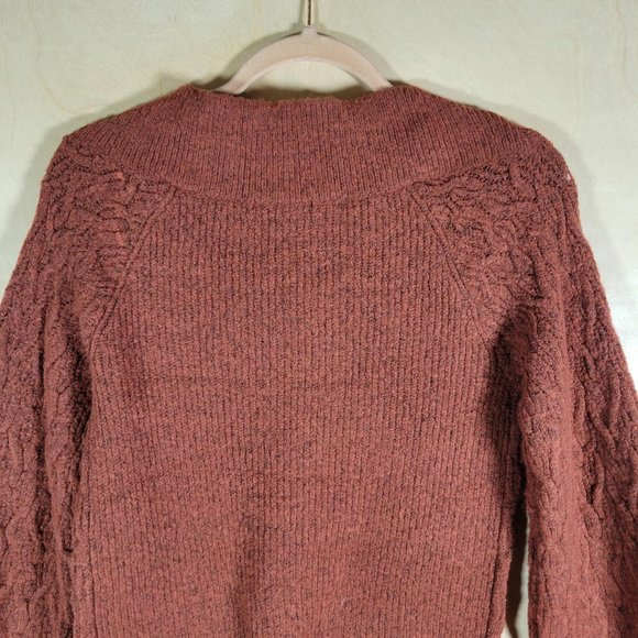 Red by EX Madder Brown Off Shoulder Cable Knit Sweater Women Size XS NWT - Picture 7 of 9
